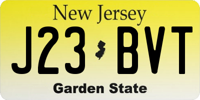 NJ license plate J23BVT