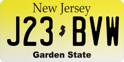 NJ license plate J23BVW