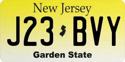 NJ license plate J23BVY
