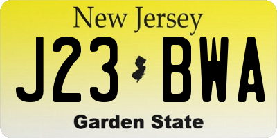 NJ license plate J23BWA