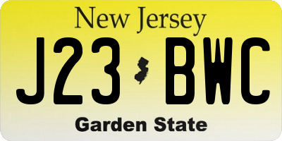 NJ license plate J23BWC