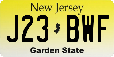 NJ license plate J23BWF