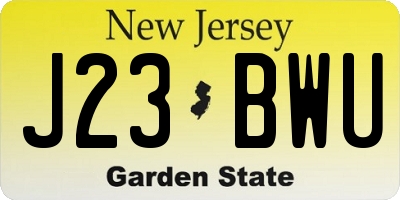 NJ license plate J23BWU