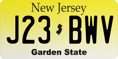 NJ license plate J23BWV