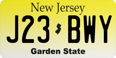 NJ license plate J23BWY