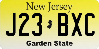NJ license plate J23BXC