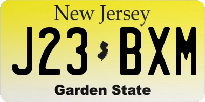 NJ license plate J23BXM