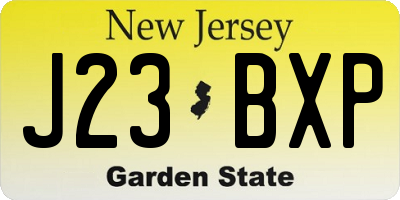 NJ license plate J23BXP