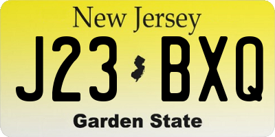 NJ license plate J23BXQ