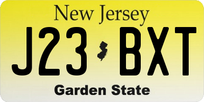 NJ license plate J23BXT