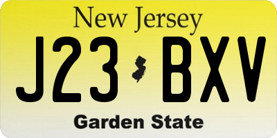 NJ license plate J23BXV