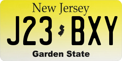 NJ license plate J23BXY
