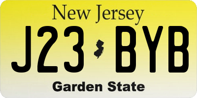 NJ license plate J23BYB
