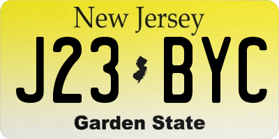 NJ license plate J23BYC