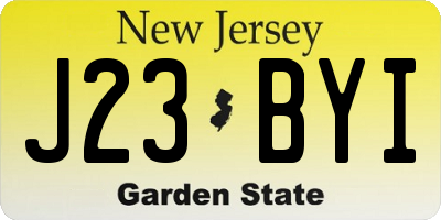 NJ license plate J23BYI