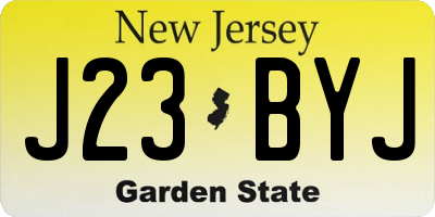 NJ license plate J23BYJ