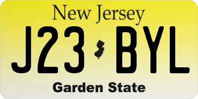 NJ license plate J23BYL