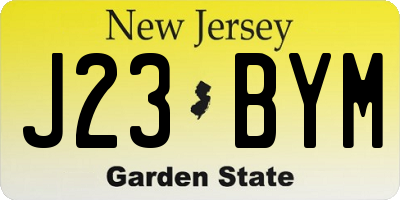 NJ license plate J23BYM