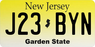 NJ license plate J23BYN