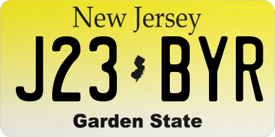 NJ license plate J23BYR