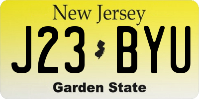 NJ license plate J23BYU