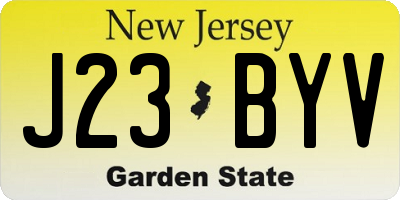 NJ license plate J23BYV