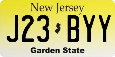 NJ license plate J23BYY