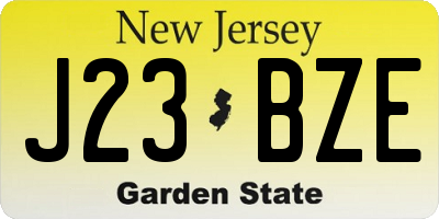 NJ license plate J23BZE