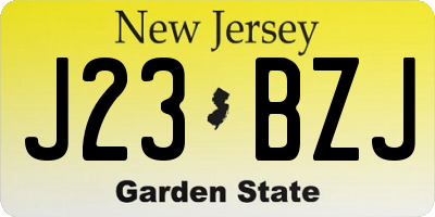 NJ license plate J23BZJ