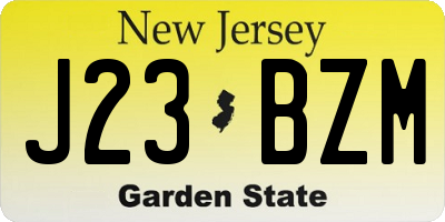 NJ license plate J23BZM