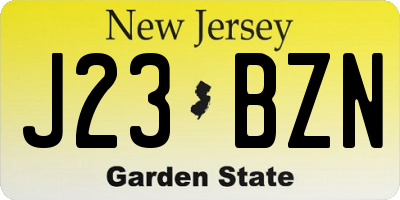 NJ license plate J23BZN