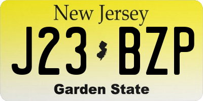 NJ license plate J23BZP