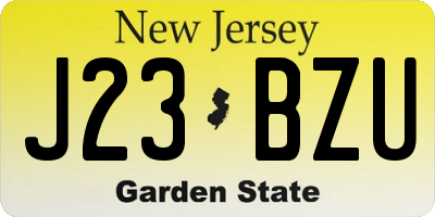 NJ license plate J23BZU