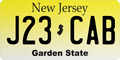 NJ license plate J23CAB