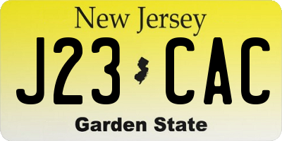 NJ license plate J23CAC