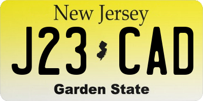 NJ license plate J23CAD