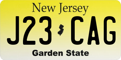 NJ license plate J23CAG