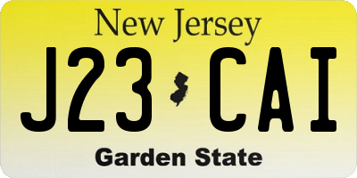 NJ license plate J23CAI