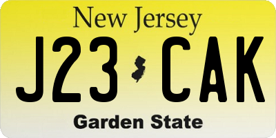 NJ license plate J23CAK