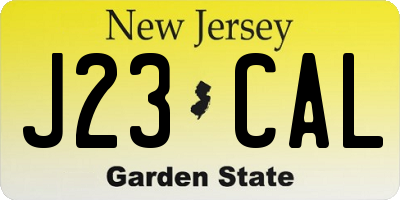 NJ license plate J23CAL