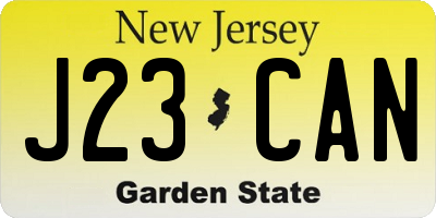 NJ license plate J23CAN