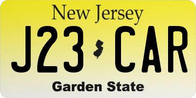 NJ license plate J23CAR