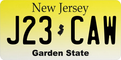 NJ license plate J23CAW