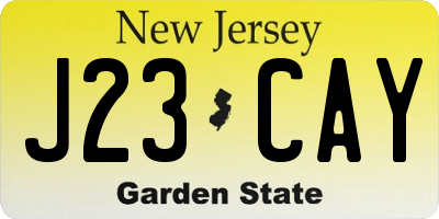 NJ license plate J23CAY