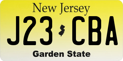 NJ license plate J23CBA
