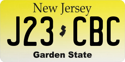 NJ license plate J23CBC