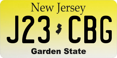 NJ license plate J23CBG
