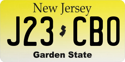 NJ license plate J23CBO