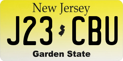 NJ license plate J23CBU