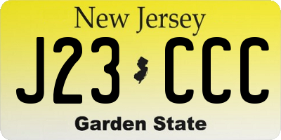 NJ license plate J23CCC